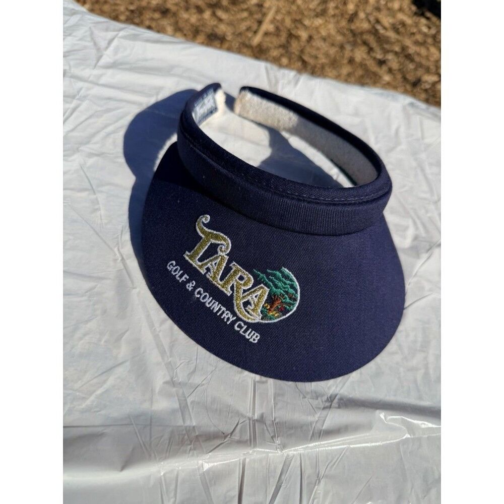 VINTAGE Navy Tara Golf Course and Country Club Visor White Wide Adjustable